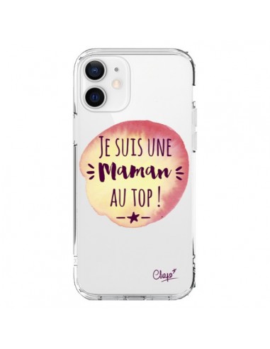 Coque iPhone 12 et 12 Pro Je suis une Maman au Top Orange Transparente - Chapo