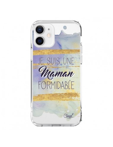 Coque iPhone 12 et 12 Pro Je suis une Maman Formidable Violet Transparente - Chapo