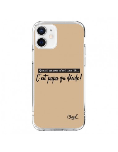 Coque iPhone 12 et 12 Pro C'est Papa qui Décide Beige - Chapo