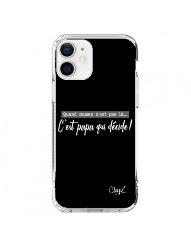 Coque iPhone 12 et 12 Pro C'est Papa qui Décide Noir - Chapo