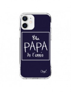 Coque iPhone 12 et 12 Pro Elu Papa de l'Année Bleu Marine...