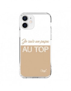 Coque iPhone 12 et 12 Pro Je suis un Papa au Top Beige -...