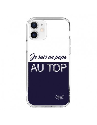 Coque iPhone 12 et 12 Pro Je suis un Papa au Top Bleu Marine - Chapo