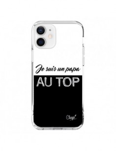Coque iPhone 12 et 12 Pro Je suis un Papa au Top Noir -...