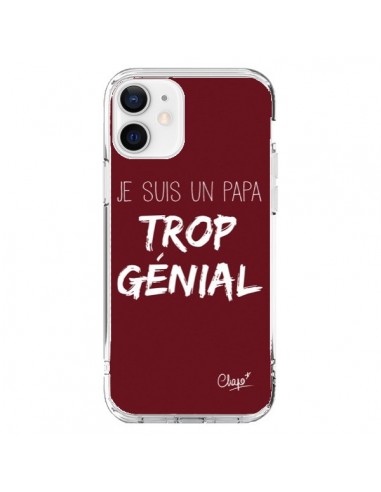 Coque iPhone 12 et 12 Pro Je suis un Papa trop Génial Rouge Bordeaux - Chapo