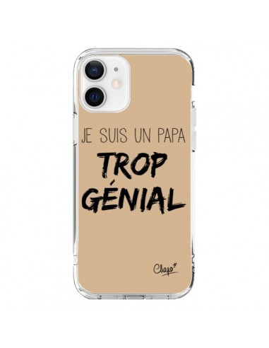 Coque iPhone 12 et 12 Pro Je suis un Papa trop Génial Beige - Chapo