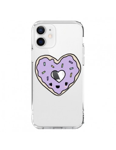 Coque iPhone 12 et 12 Pro Donuts Heart Coeur Violet Transparente - Claudia Ramos