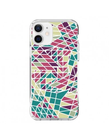 Coque iPhone 12 et 12 Pro Azteque Triangles Vert Violet - Eleaxart