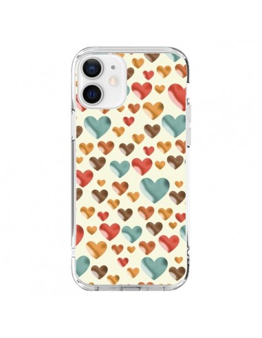iPhone 12 and 12 Pro Case Hearts Colorful - Eleaxart