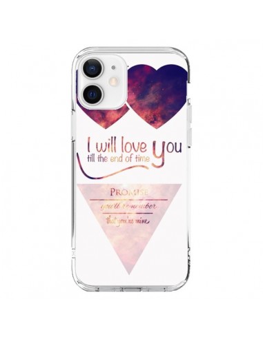 Coque iPhone 12 et 12 Pro I will love you until the end Coeurs - Eleaxart