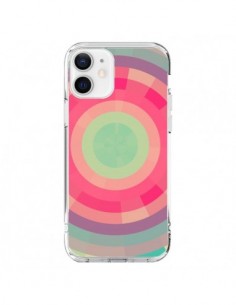 Coque iPhone 12 et 12 Pro Spirale de Couleurs Rose Vert -...