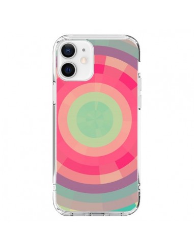 Coque iPhone 12 et 12 Pro Spirale de Couleurs Rose Vert - Eleaxart