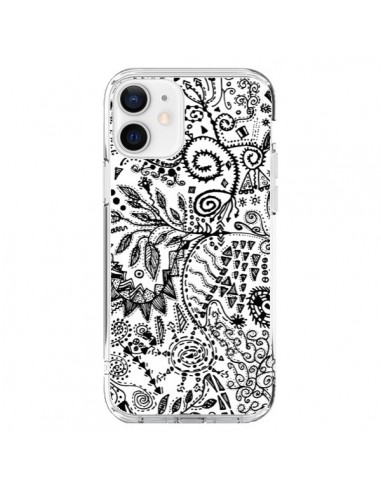 Coque iPhone 12 et 12 Pro Azteque Blanc et Noir - Eleaxart