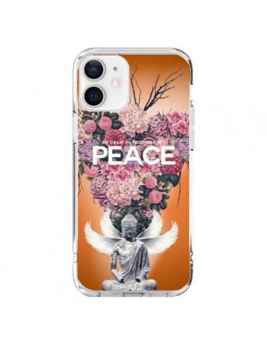 Coque iPhone 12 et 12 Pro Peace Fleurs Buddha - Eleaxart