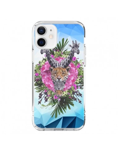 Coque iPhone 12 et 12 Pro Girafes Lion Tigre Jungle - Eleaxart