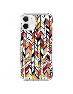 Cover iPhone 12 e 12 Pro Grafico Azteco Rosso Arancione -...