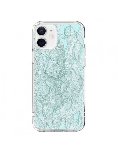 Coque iPhone 12 et 12 Pro Courbes Meandre Bleu Vert Nuageux -  Léa Clément