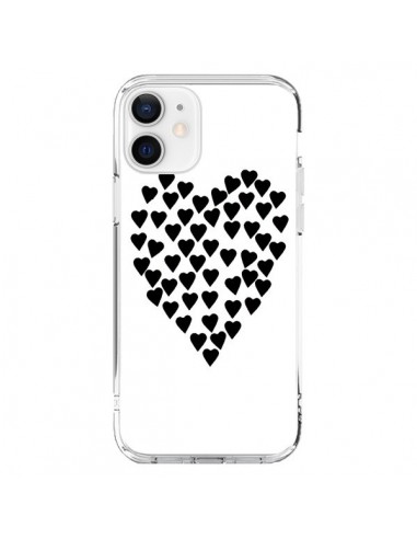 Coque iPhone 12 et 12 Pro Coeur en coeurs noirs - Project M
