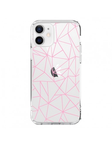 Coque iPhone 12 et 12 Pro Lignes Triangle Rose Transparente - Project M