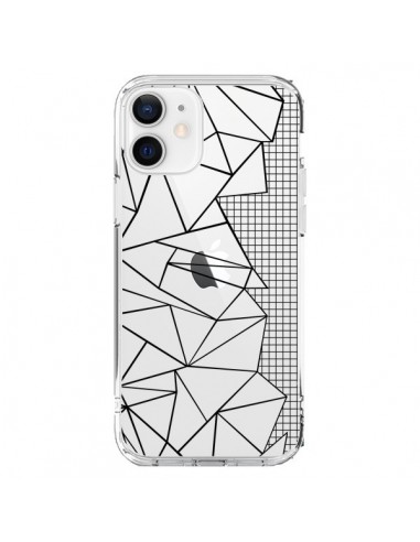 iPhone 12 and 12 Pro Case Lines Side Grid Abstract Black Clear - Project M