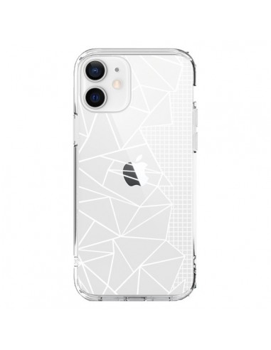 Coque iPhone 12 et 12 Pro Lignes Grilles Side Grid Abstract Blanc Transparente - Project M
