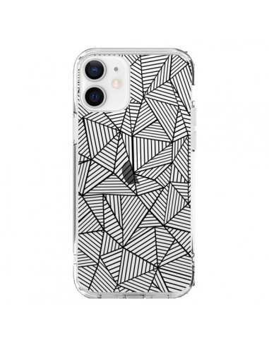 Cover iPhone 12 e 12 Pro Linee Griglia Triangles Full Grid Astratto Nero Trasparente - Project M