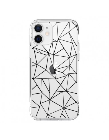 Cover iPhone 12 e 12 Pro Linee Triangoli Grid Astratto Nero Trasparente - Project M