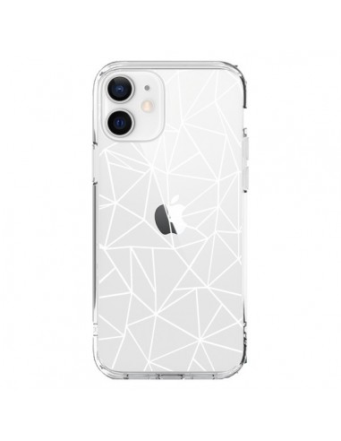 Coque iPhone 12 et 12 Pro Lignes Triangles Grid Abstract Blanc Transparente - Project M