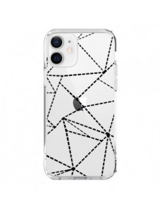 iPhone 12 and 12 Pro Case Lines Points Abstract Black...