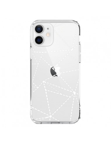 Coque iPhone 12 et 12 Pro Lignes Points Abstract Blanc Transparente - Project M