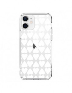 Coque iPhone 12 et 12 Pro Coeurs Heart Blanc Transparente...