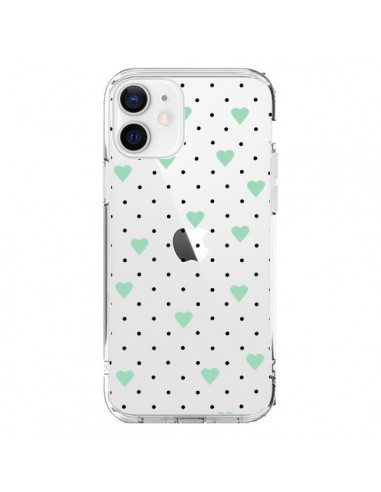 iPhone 12 and 12 Pro Case Points Hearts Green Mint Clear - Project M