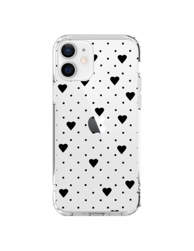Coque iPhone 12 et 12 Pro Point Coeur Noir Pin Point Heart Transparente - Project M