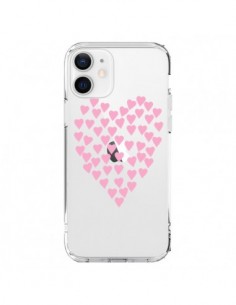 Coque iPhone 12 et 12 Pro Coeurs Heart Love Rose Pink...