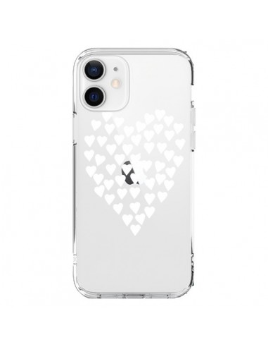 Coque iPhone 12 et 12 Pro Coeurs Heart Love Blanc Transparente - Project M