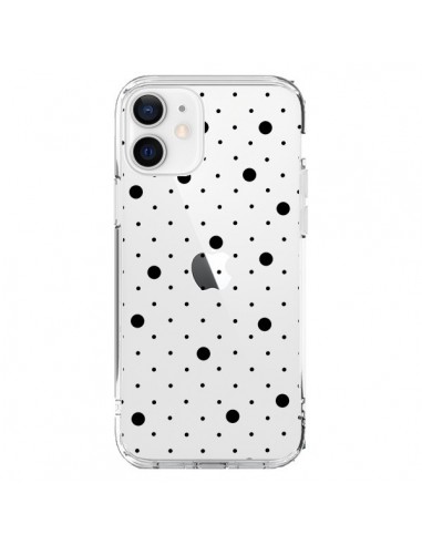 Coque iPhone 12 et 12 Pro Point Noir Pin Point Transparente - Project M