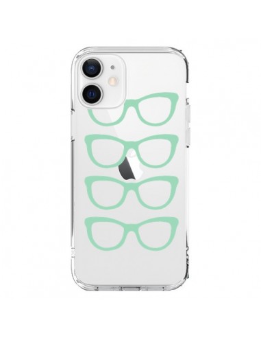 Coque iPhone 12 et 12 Pro Sunglasses Lunettes Soleil Mint Bleu Vert Transparente - Project M