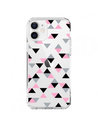 Cover iPhone 12 e 12 Pro Triangoli Rosa Nero Trasparente - Project M