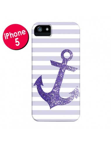 Coque Ancre Violet Navire pour iPhone 5 et 5S - Monica Martinez