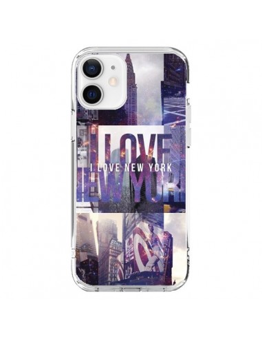 Coque iPhone 12 et 12 Pro I love New Yorck City violet - Javier Martinez