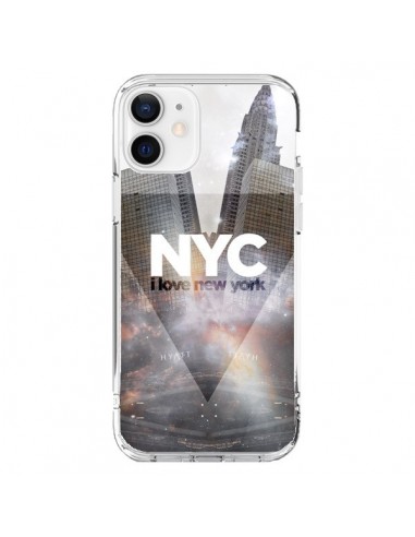 Coque iPhone 12 et 12 Pro I Love New York City Gris - Javier Martinez
