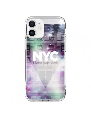 Coque iPhone 12 et 12 Pro I Love New York City Violet Vert - Javier Martinez