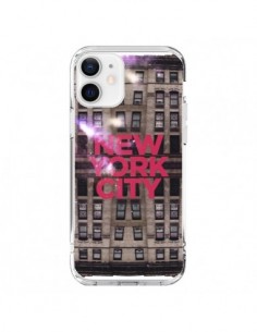 Coque iPhone 12 et 12 Pro New York City Buildings Rouge -...