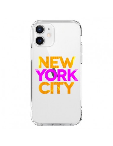 Coque iPhone 12 et 12 Pro New York City NYC Orange Rose Transparente - Javier Martinez