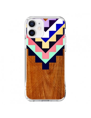 Coque iPhone 12 et 12 Pro Wooden Tribal Bois Azteque Aztec Tribal - Jenny Mhairi