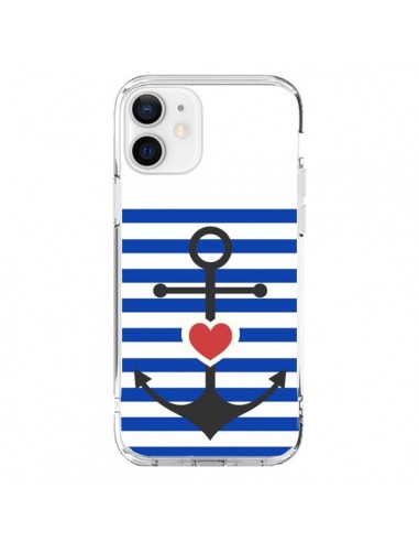 Coque iPhone 12 et 12 Pro Mariniere Encre Marin Coeur - Jonathan Perez