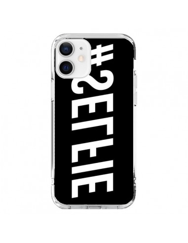 Coque iPhone 12 et 12 Pro Hashtag Selfie Blanc Inversé Horizontal - Jonathan Perez