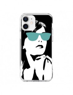Coque iPhone 12 et 12 Pro Fille Lunettes Bleues -...