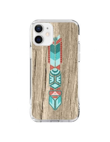 Coque iPhone 12 et 12 Pro Totem Tribal Azteque Bois Wood - Jonathan Perez