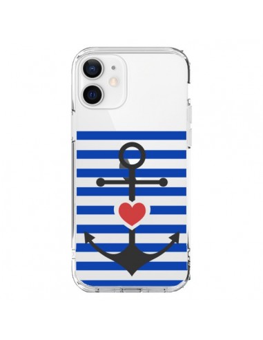 Coque iPhone 12 et 12 Pro Mariniere Ancre Marin Coeur Transparente - Jonathan Perez